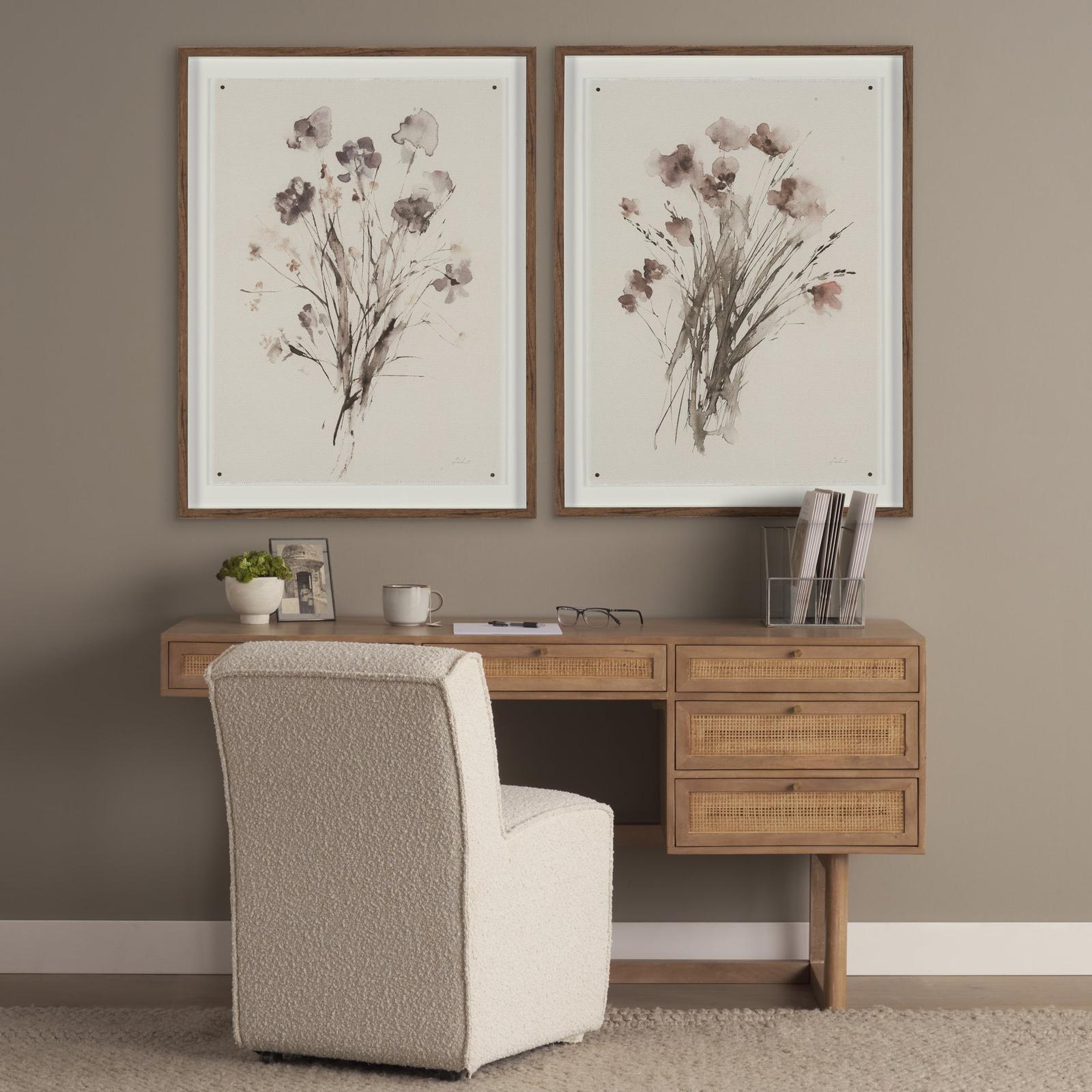 Mercana Grier Solid Wood W/ Black Cane Office Desk