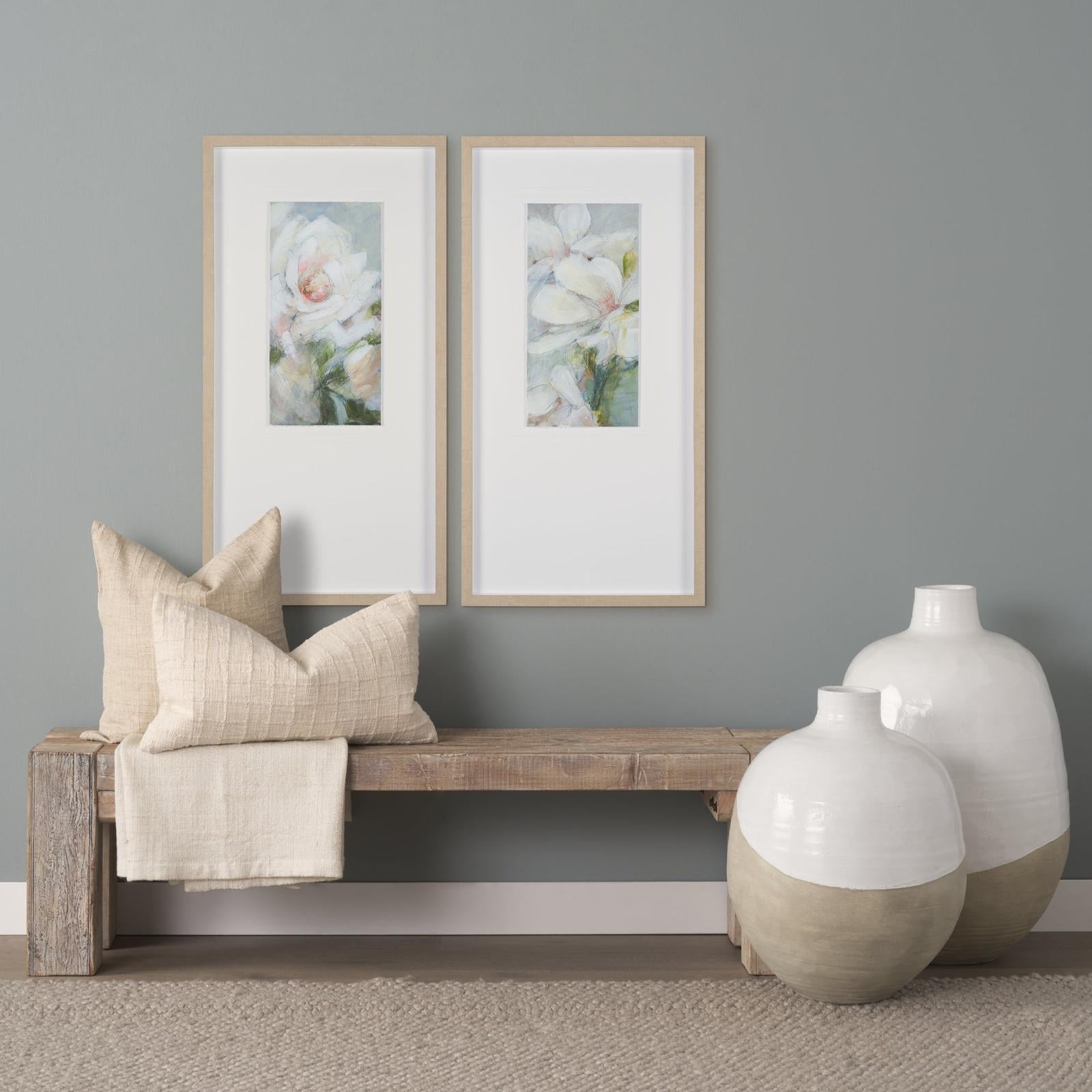 Mercana Amos White and Dark Beige Color Blocked Ceramic Floor Vase