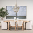 Mercana Phillum Silver Metal Chassis and White Wood Beaded Six Bulb Chandelier Clearance