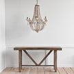Mercana Phillum Silver Metal Chassis and White Wood Beaded Six Bulb Chandelier Clearance