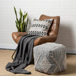 Mercana Brinket Gray/Cream Polyester Handwoven Square Pouf Clearance