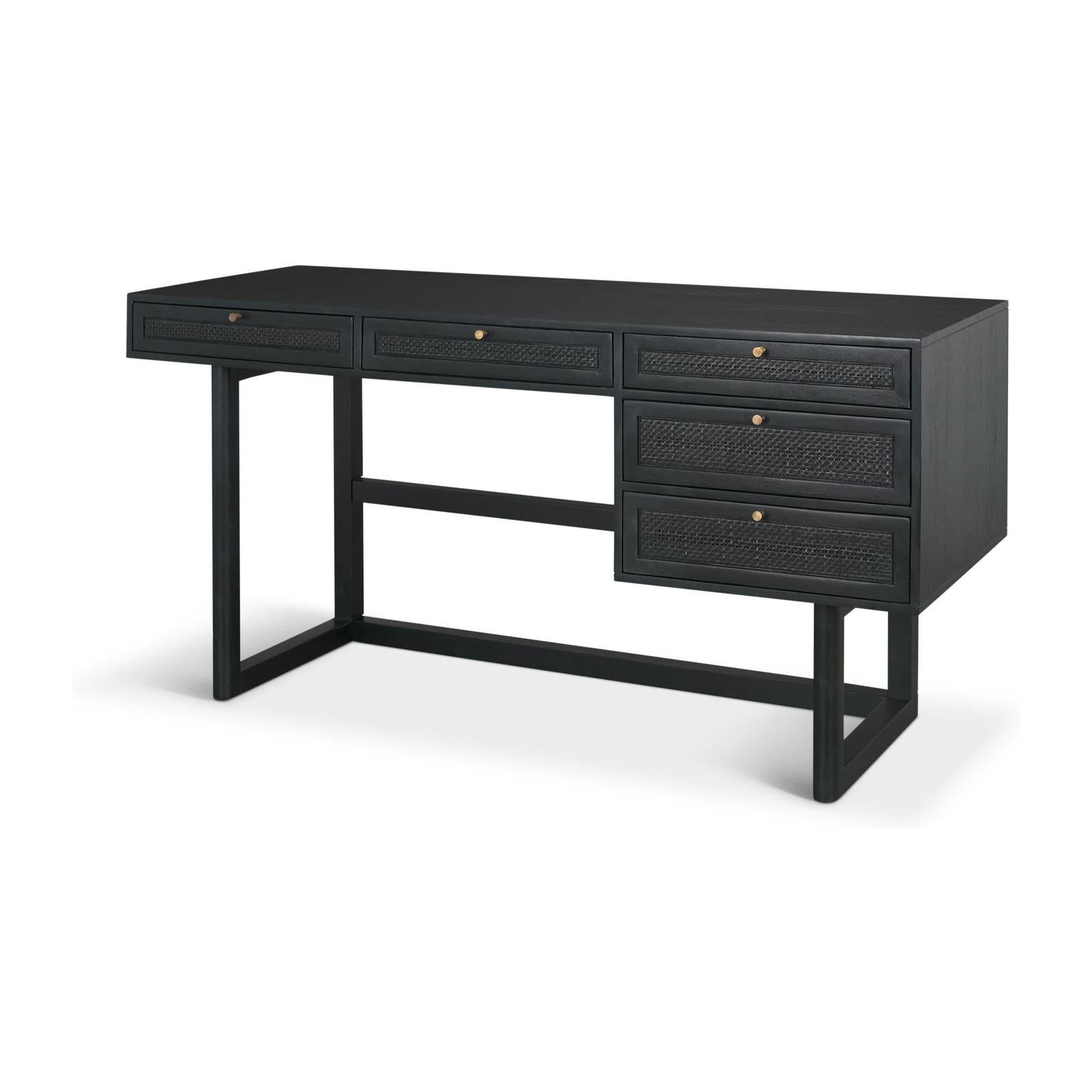 Mercana Grier Solid Wood W/ Black Cane Office Desk