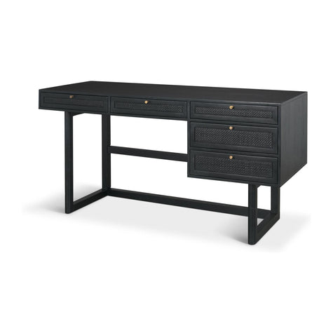 Mercana Grier Solid Wood W/ Black Cane Office Desk