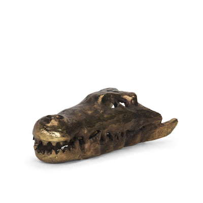 Mercana Alistair Antiqued Gold Cast Metal Decorative Skull Object