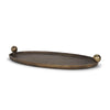 Mercana Jianna Oval Textured Antiqued Gold Metal Tray with Handles