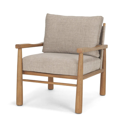Mercana Witton Gray Fabric Beech Wood Slingback Backrest Accent Lounge Chair