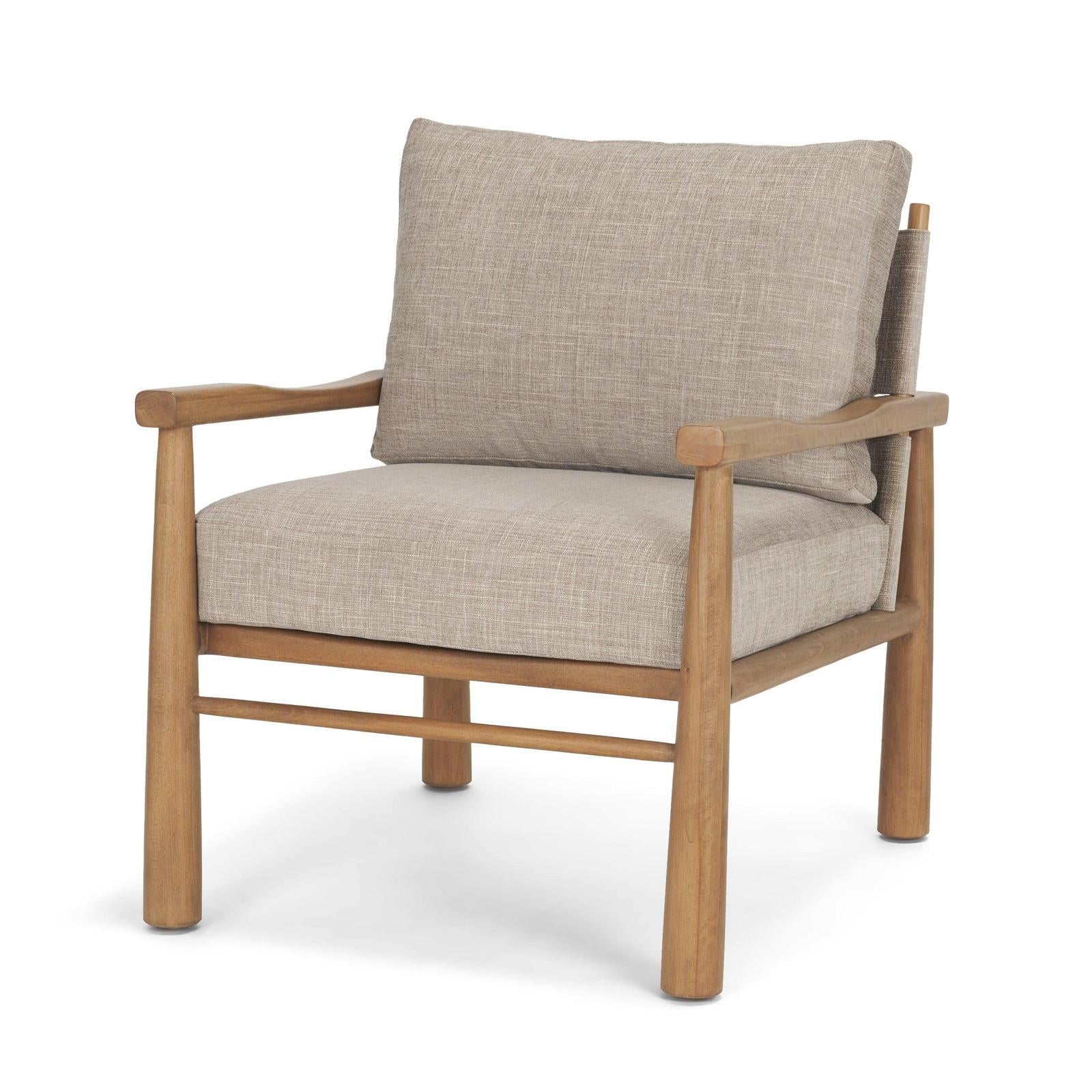Mercana Witton Gray Fabric Beech Wood Slingback Backrest Accent Lounge Chair