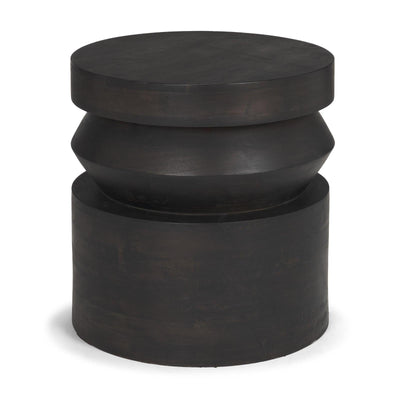 Mercana Rashama Dark Brown Wood Stacked Geometric Round Accent Table