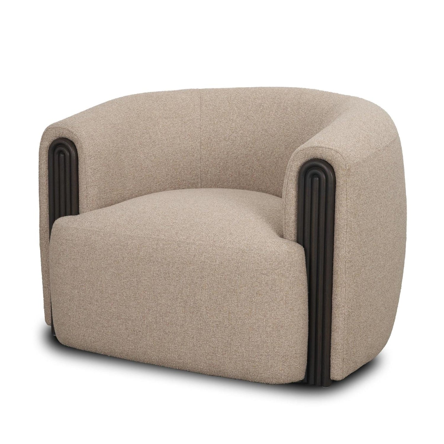 Mercana Kornelia Textured Mushroom Fabric Barrel Accent Chair