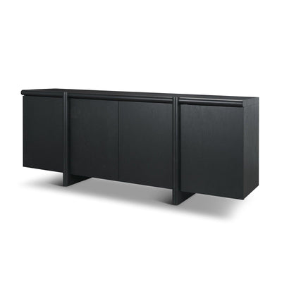 Mercana Rowan Black Oak Wood Closed 4 Door Sideboard