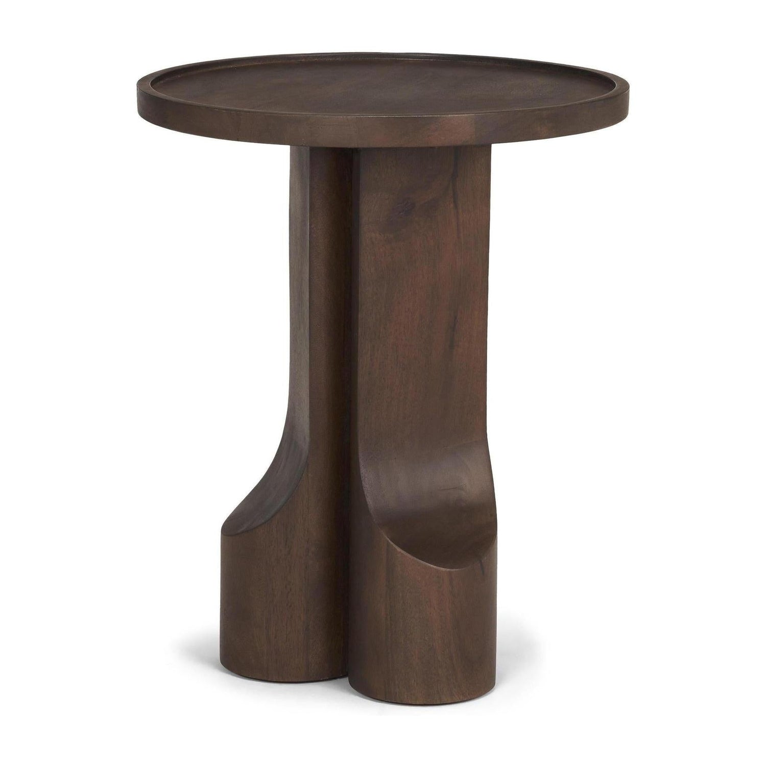 Mercana Cayson Dark Brown Sculptural Round Accent Table