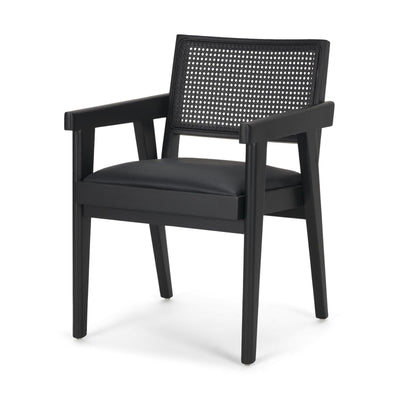Mercana Reid Framed Black Cane Black Fabric Dining Armchair