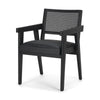Mercana Reid Framed Black Cane Black Fabric Dining Armchair