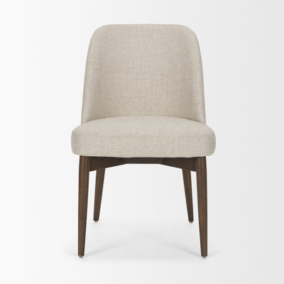 Mercana Abbie Curved Back Oatmeal Fabric Armless Dining Chair HERO