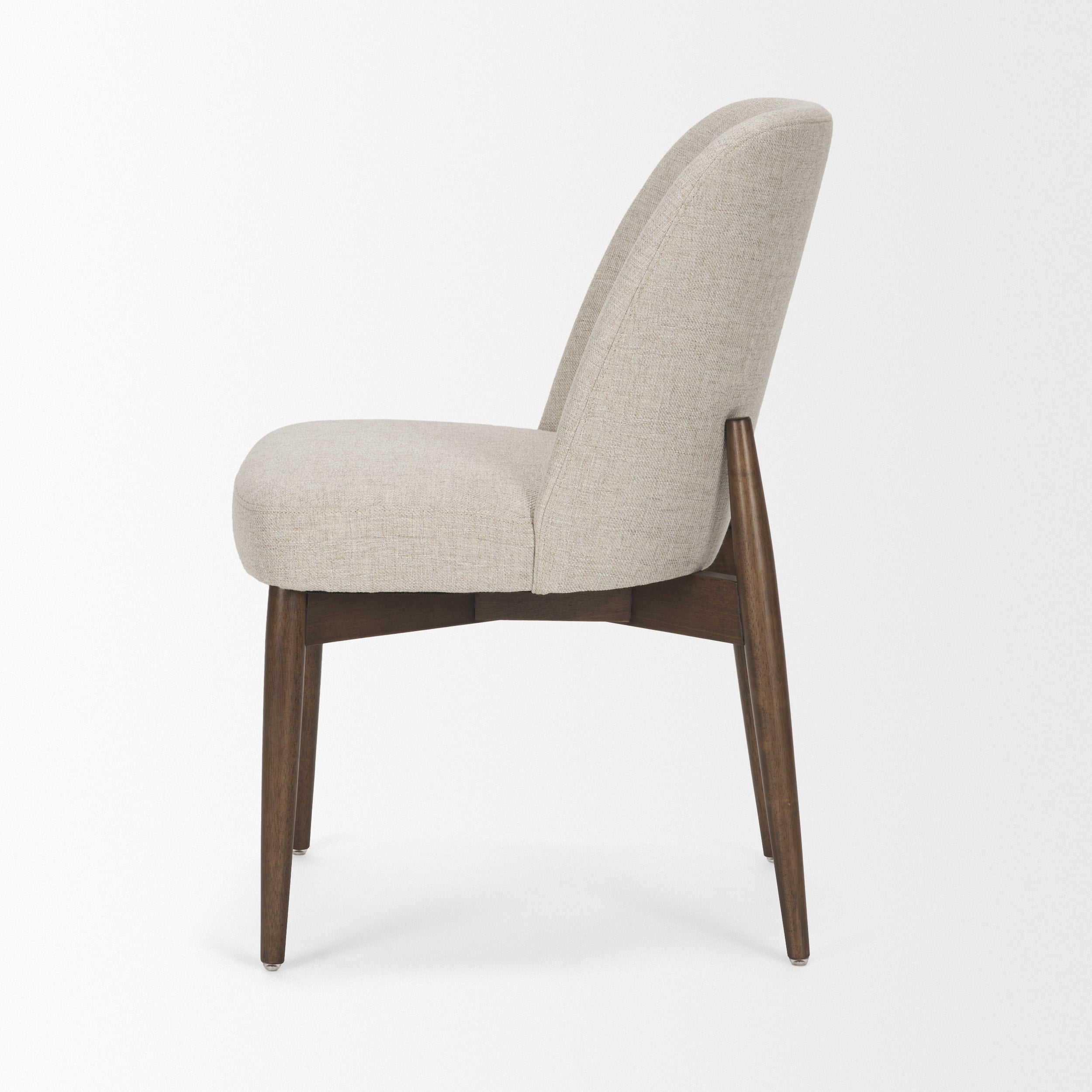 Mercana Abbie Curved Back Oatmeal Fabric Armless Dining Chair