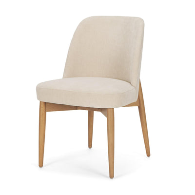 Mercana Abbie Curved Back Oatmeal Fabric Dining Side Chair HERO