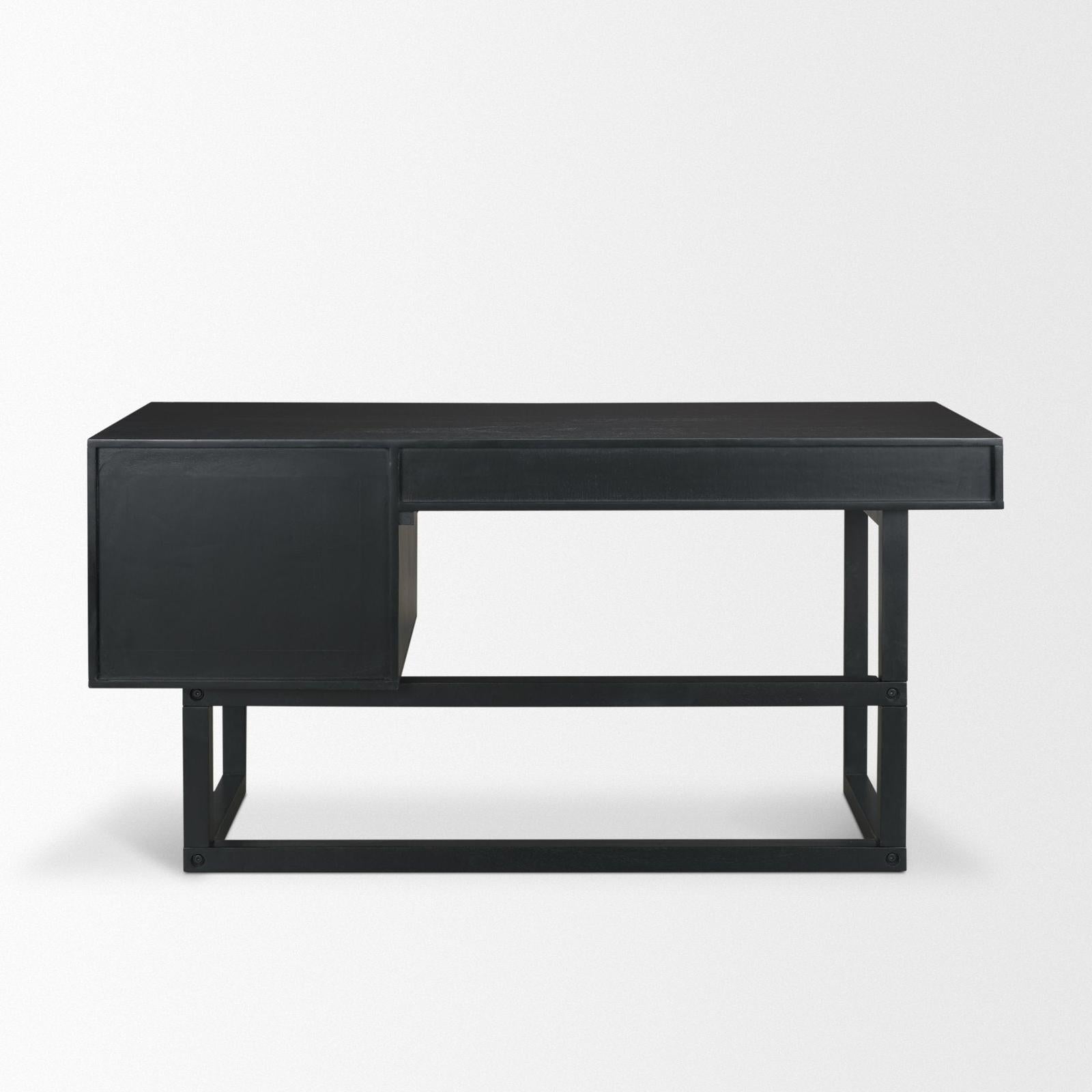Mercana Grier Solid Wood W/ Black Cane Office Desk