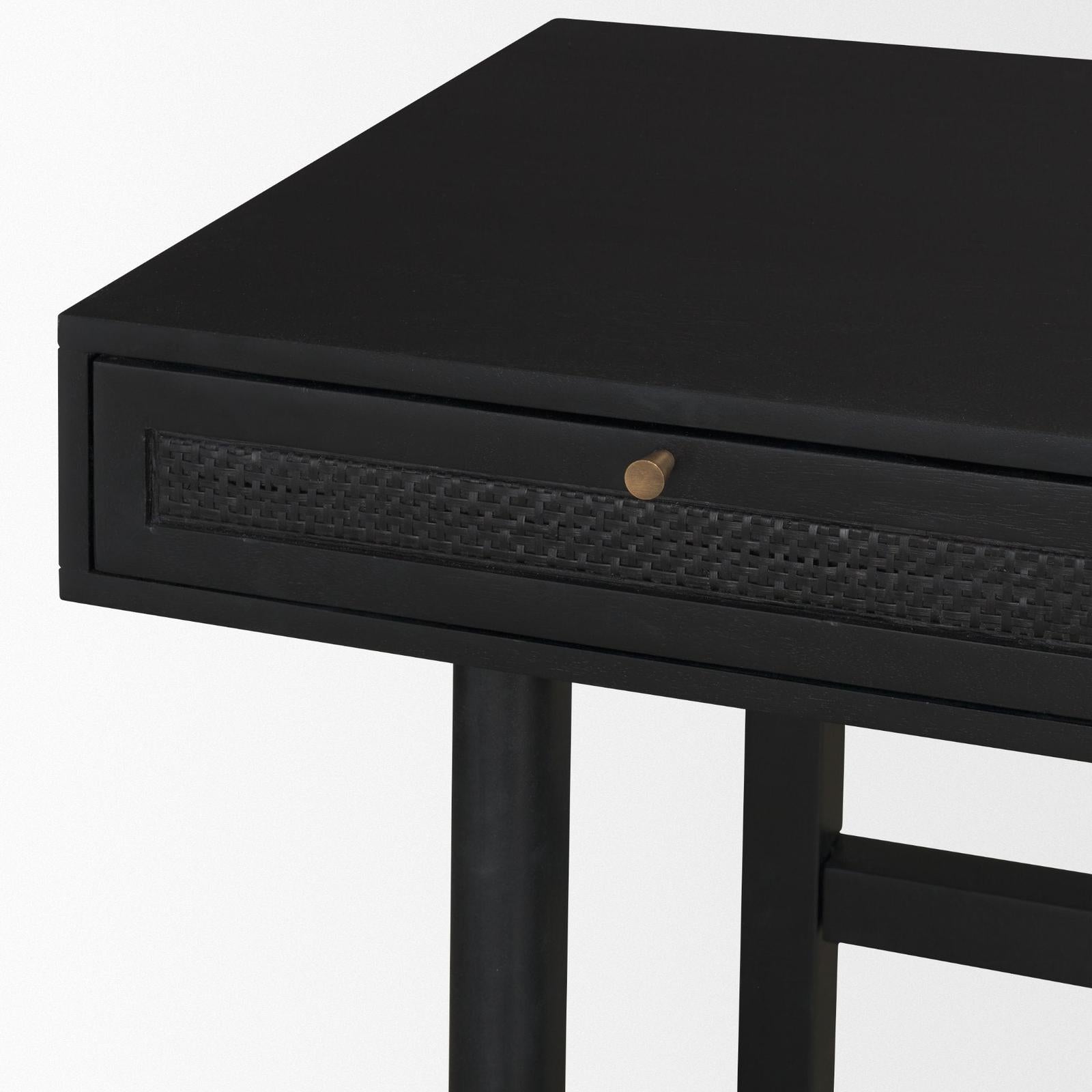 Mercana Grier Solid Wood W/ Black Cane Office Desk