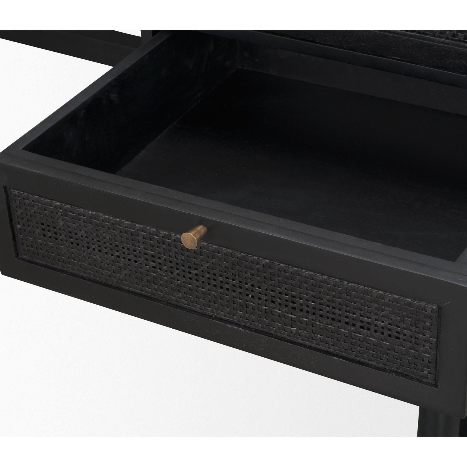 Mercana Grier Solid Wood W/ Black Cane Office Desk