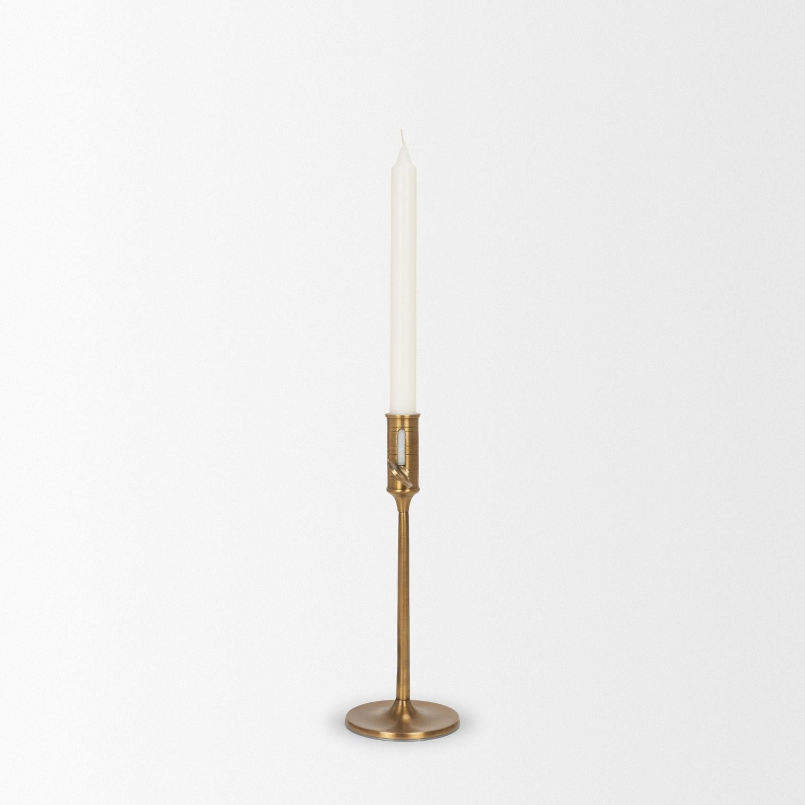Mercana Chantria Solid Natural Brass Adjustable Taper Candle Holder