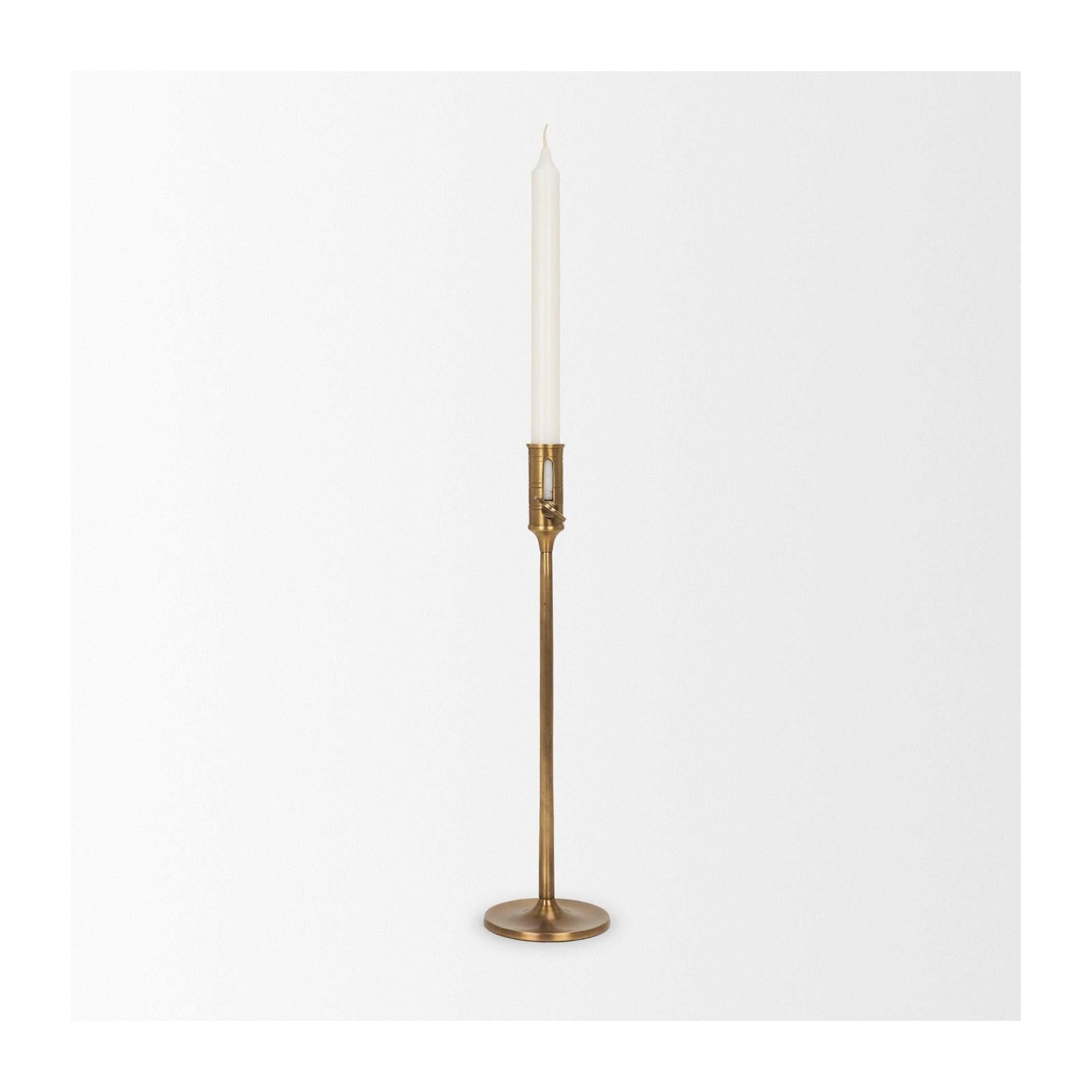 Mercana Chantria Solid Natural Brass Adjustable Taper Candle Holder