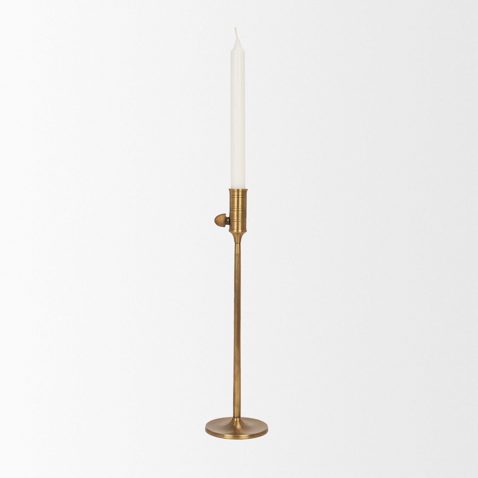 Mercana Chantria Solid Natural Brass Adjustable Taper Candle Holder