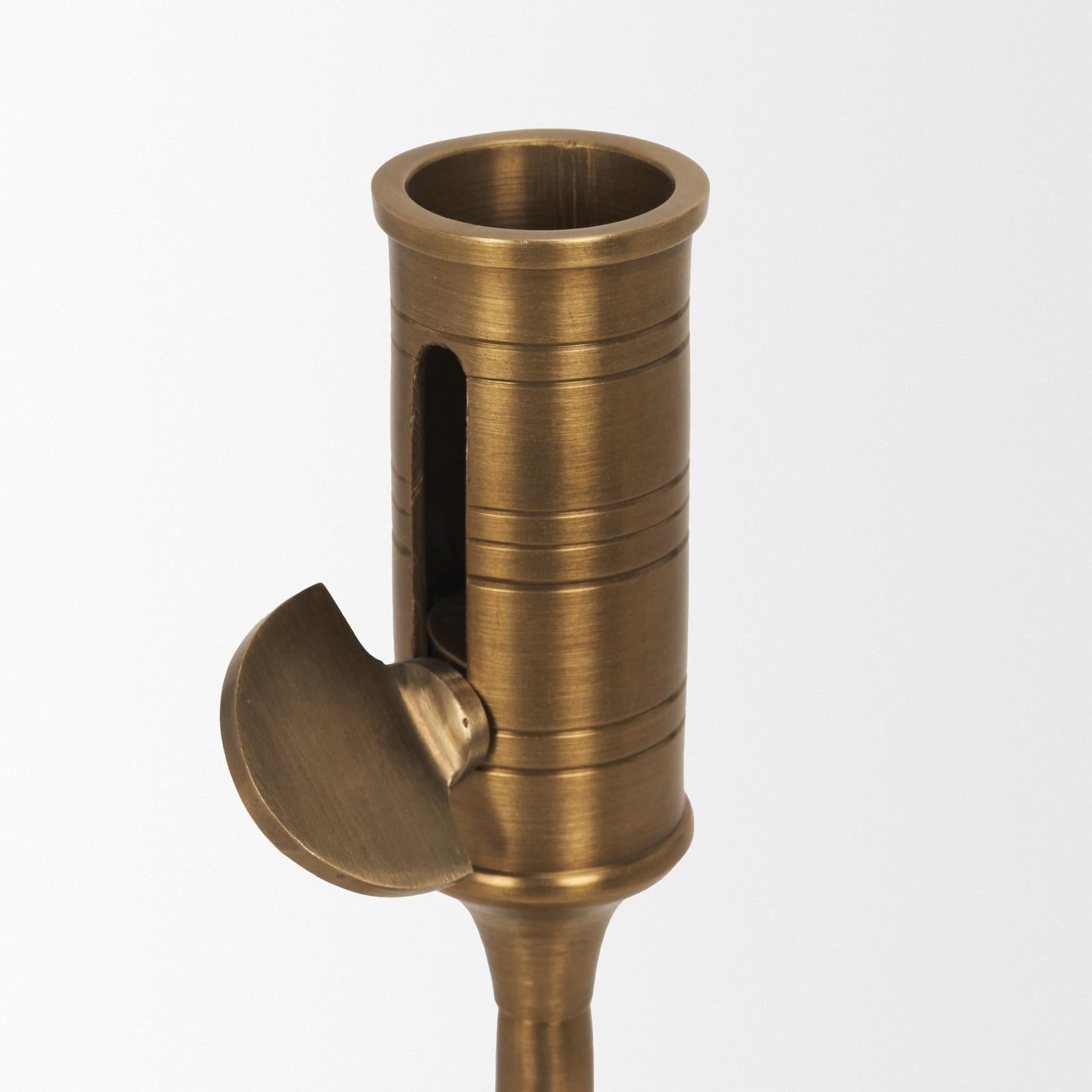 Mercana Chantria Solid Natural Brass Adjustable Taper Candle Holder