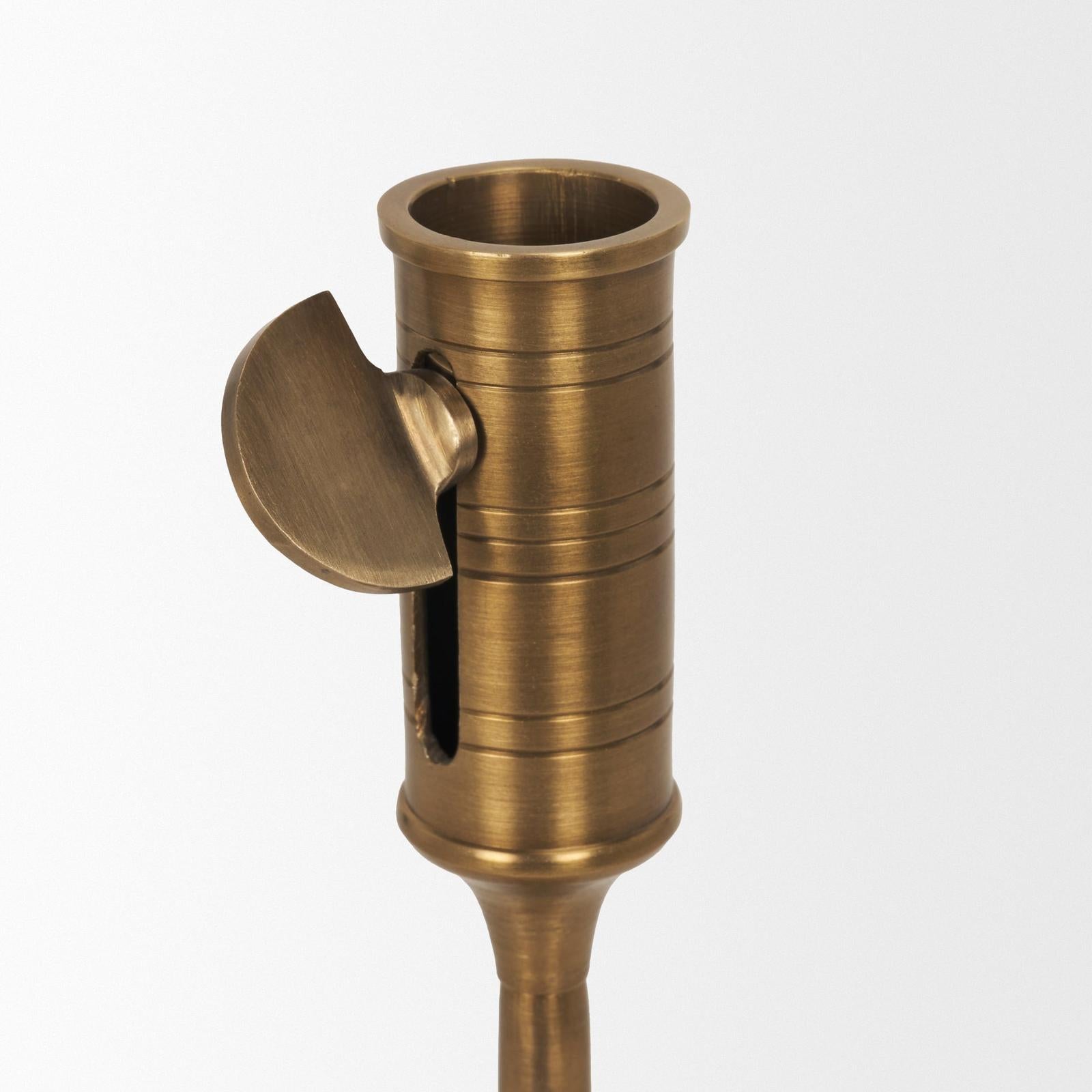 Mercana Chantria Solid Natural Brass Adjustable Taper Candle Holder