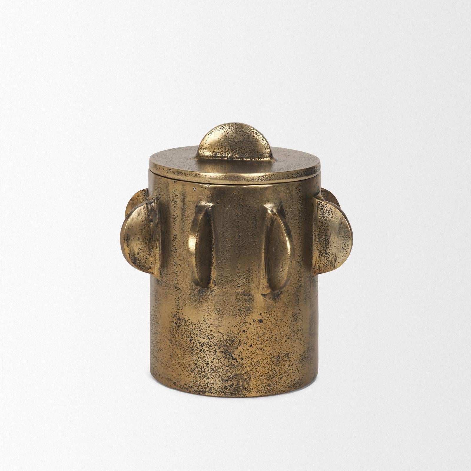 Mercana Deacon Metal Canister with Sculptural Handles