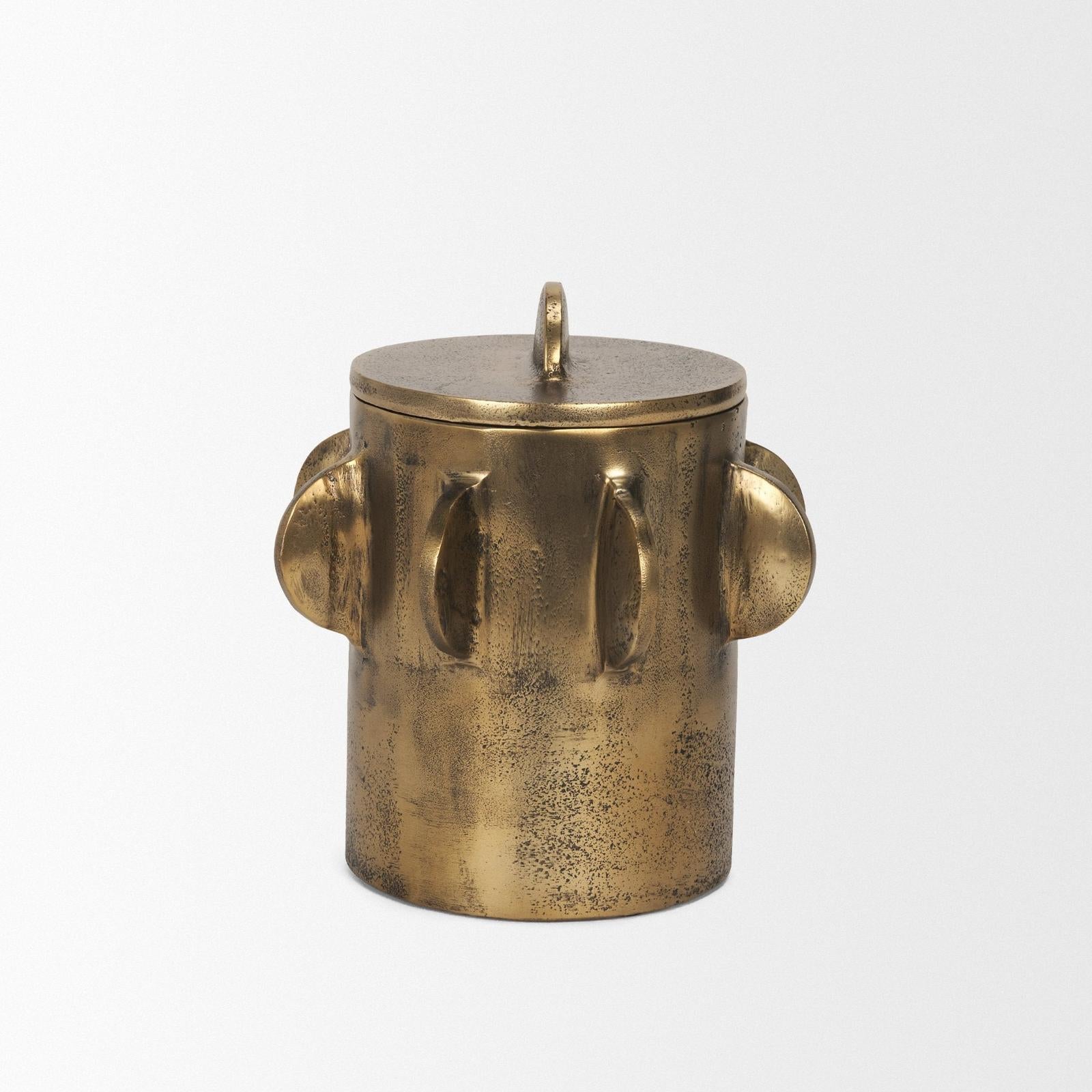 Mercana Deacon Metal Canister with Sculptural Handles