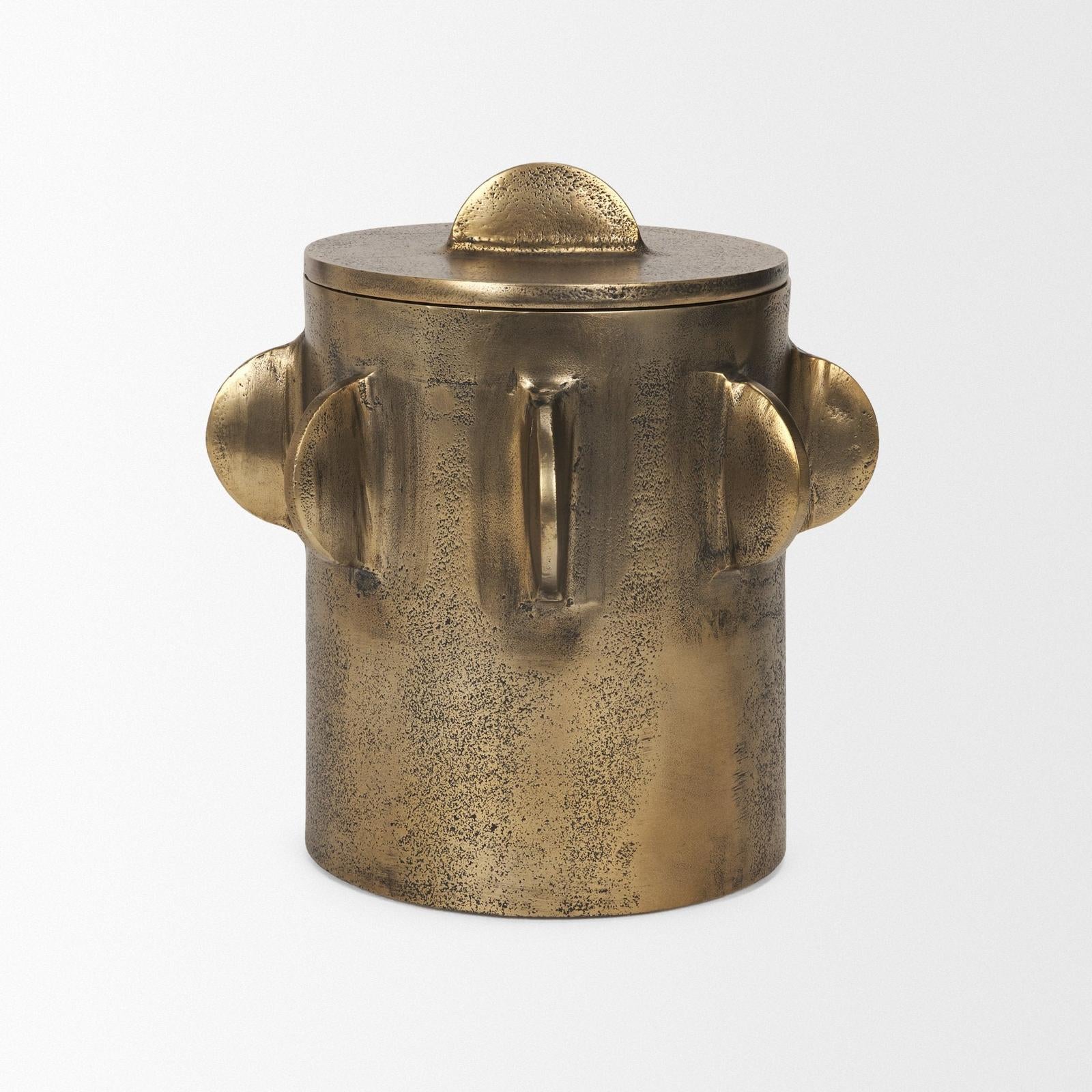 Mercana Deacon Metal Canister with Sculptural Handles