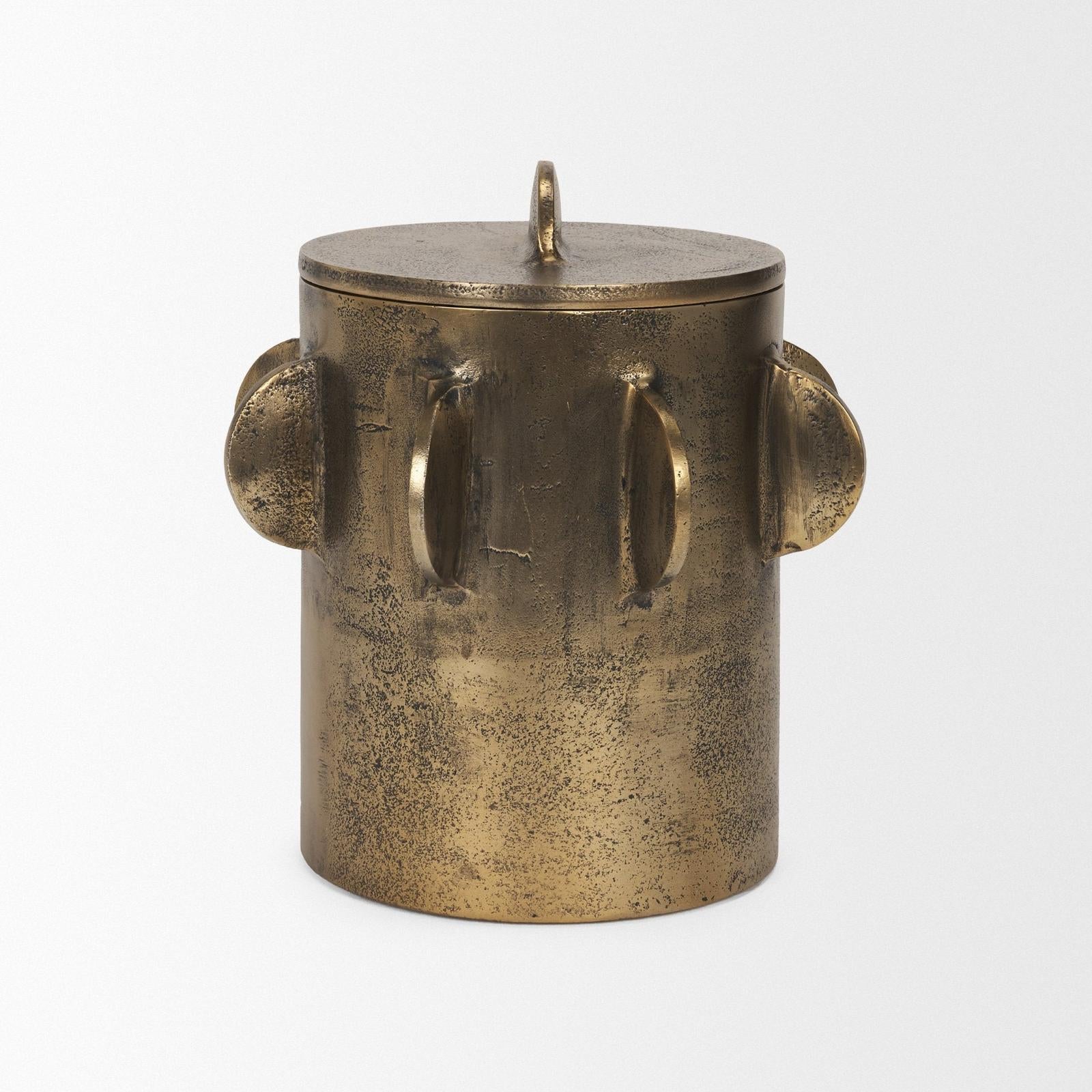 Mercana Deacon Metal Canister with Sculptural Handles