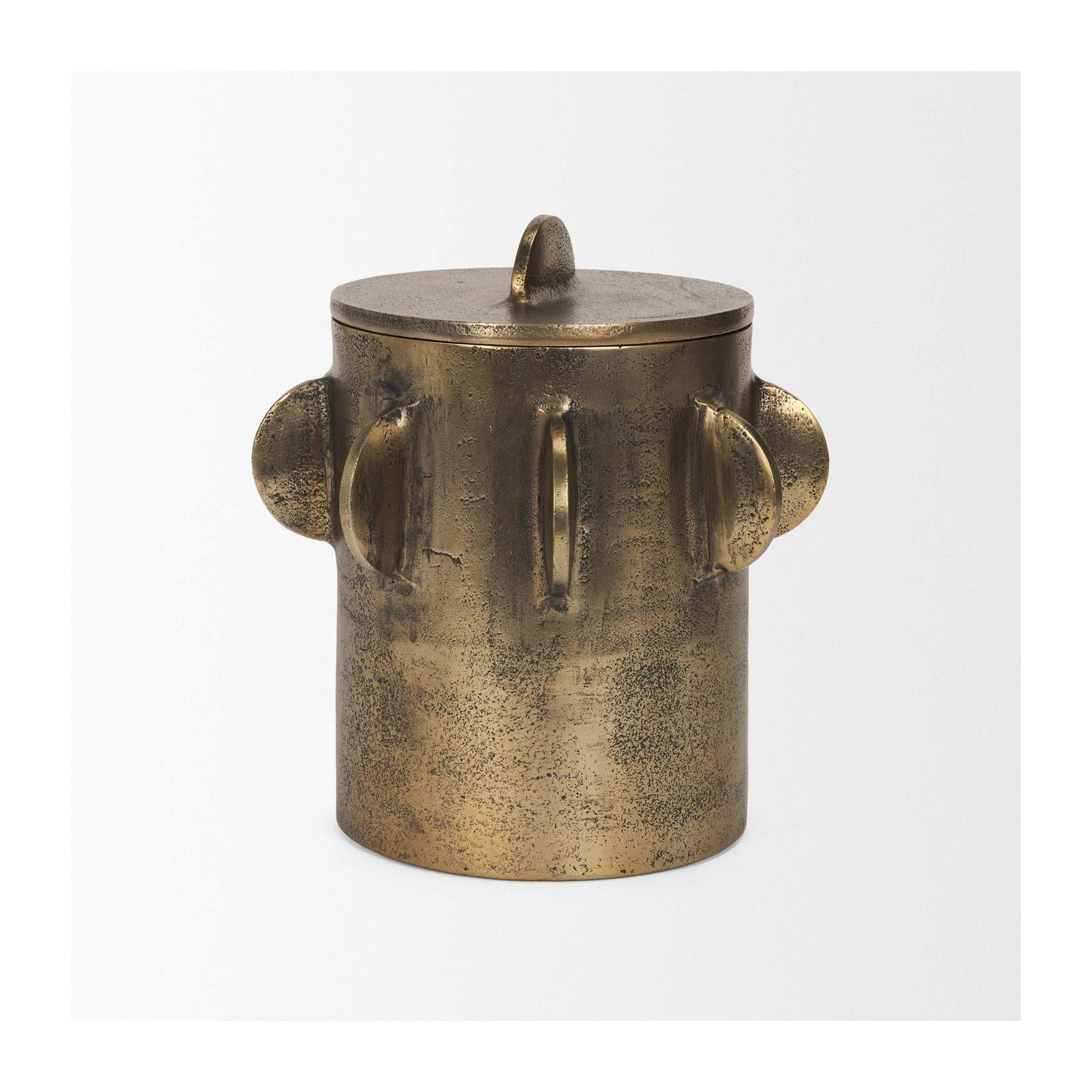 Mercana Deacon Metal Canister with Sculptural Handles