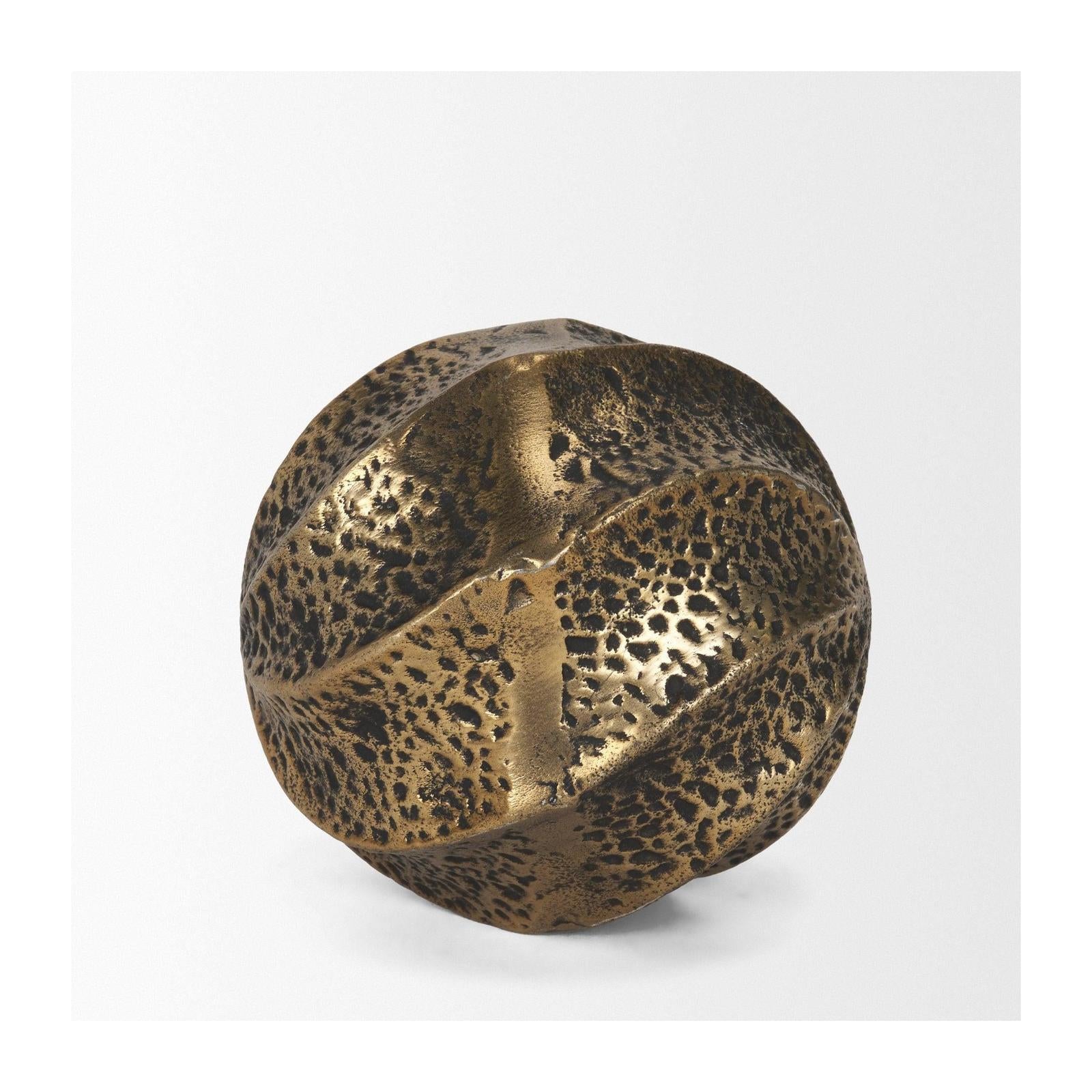 Mercana Imani Small Sculptural Textured Metal Decorative Orb Object