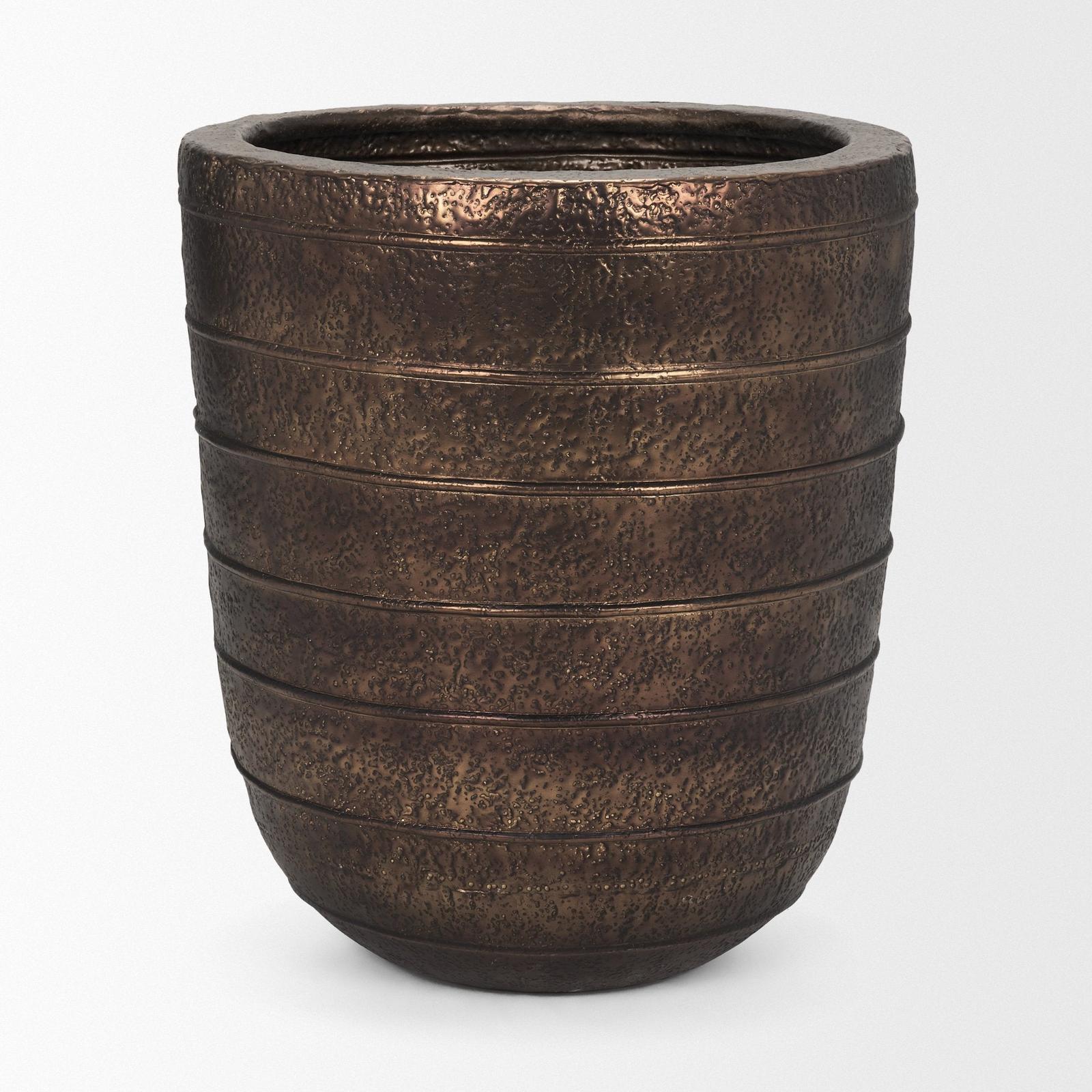 Mercana Aivana Extra Large Antiqued Gold Metal Floor Vase