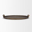 Mercana Jianna Oval Textured Antiqued Gold Metal Tray with Handles