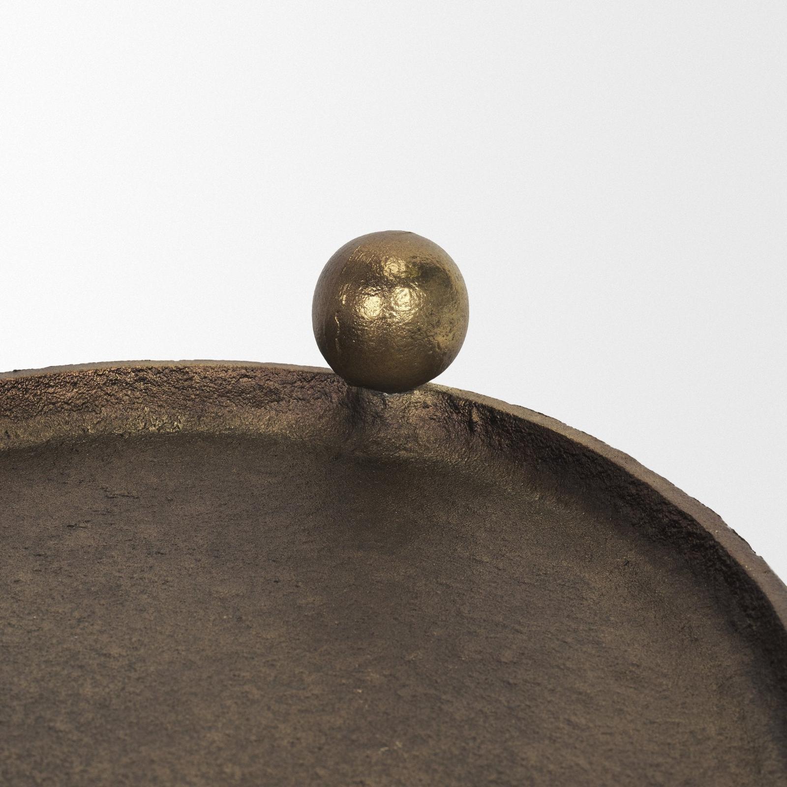 Mercana Jianna Oval Textured Antiqued Gold Metal Tray with Handles