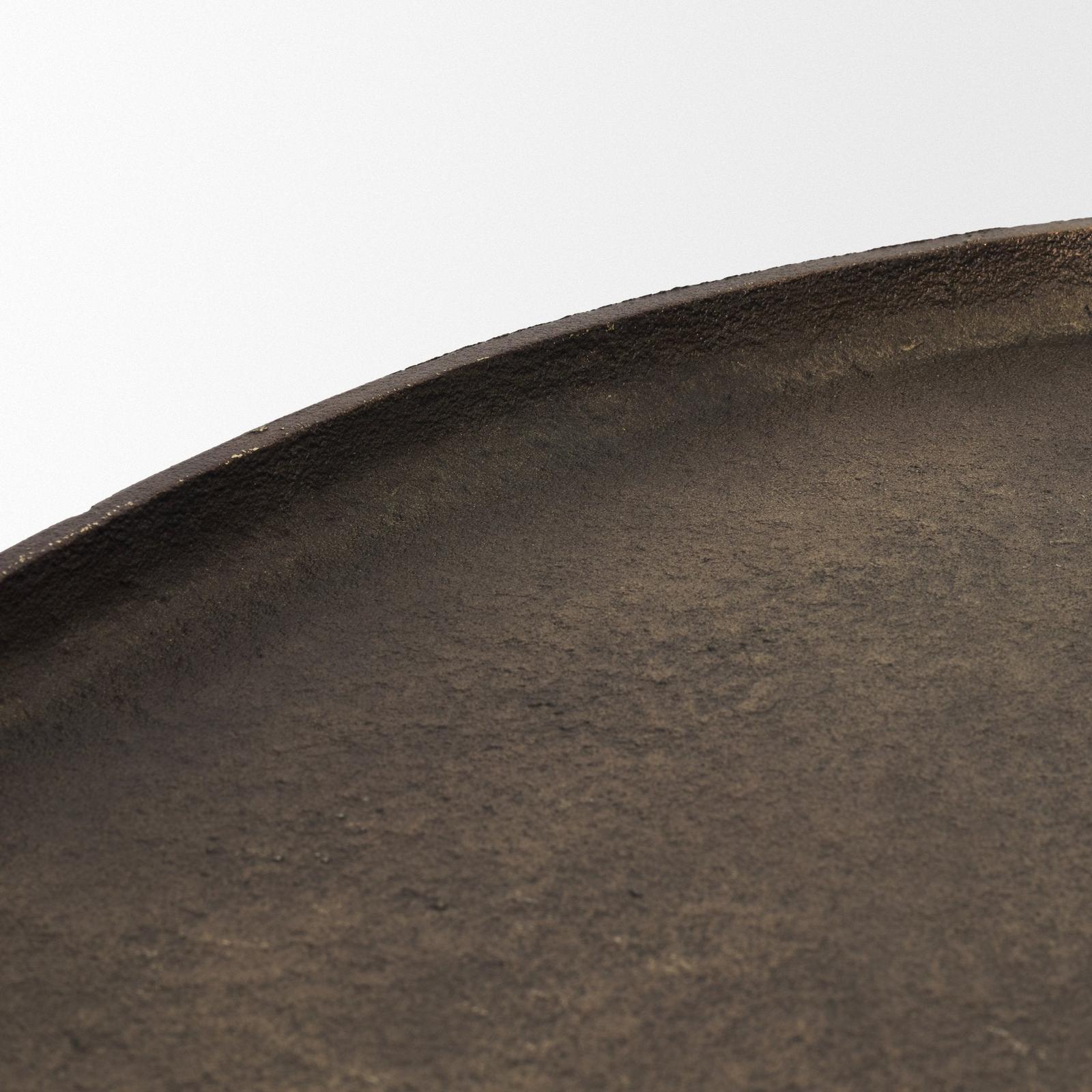 Mercana Jianna Oval Textured Antiqued Gold Metal Tray with Handles