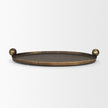 Mercana Jianna Oval Textured Antiqued Gold Metal Tray with Handles
