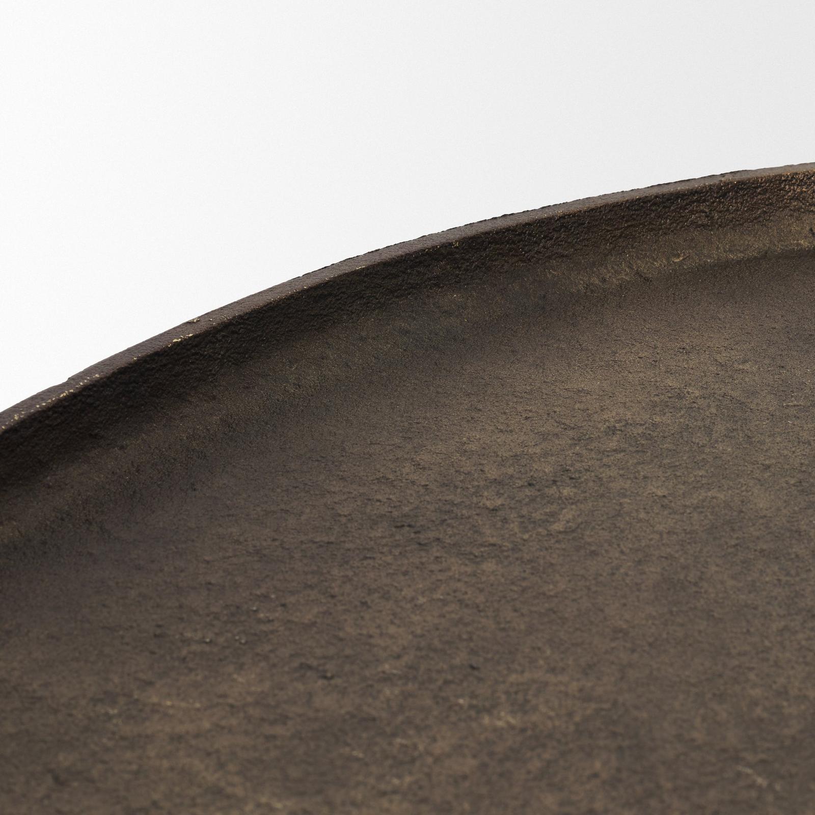 Mercana Jianna Oval Textured Antiqued Gold Metal Tray with Handles