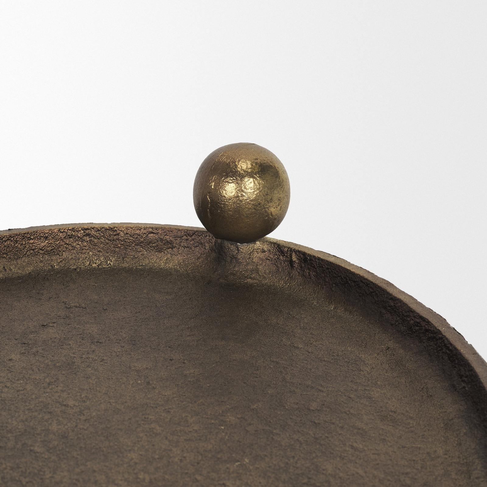 Mercana Jianna Oval Textured Antiqued Gold Metal Tray with Handles