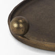 Mercana Jianna Oval Textured Antiqued Gold Metal Tray with Handles