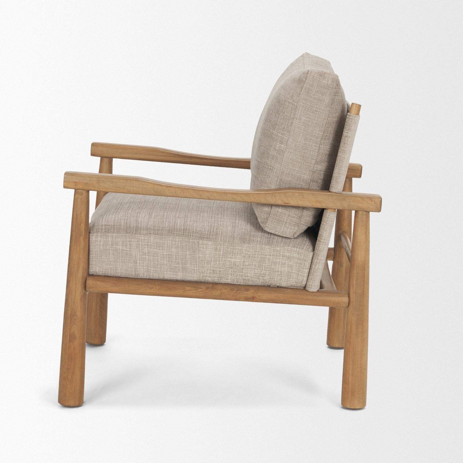 Mercana Witton Gray Fabric Beech Wood Slingback Backrest Accent Lounge Chair