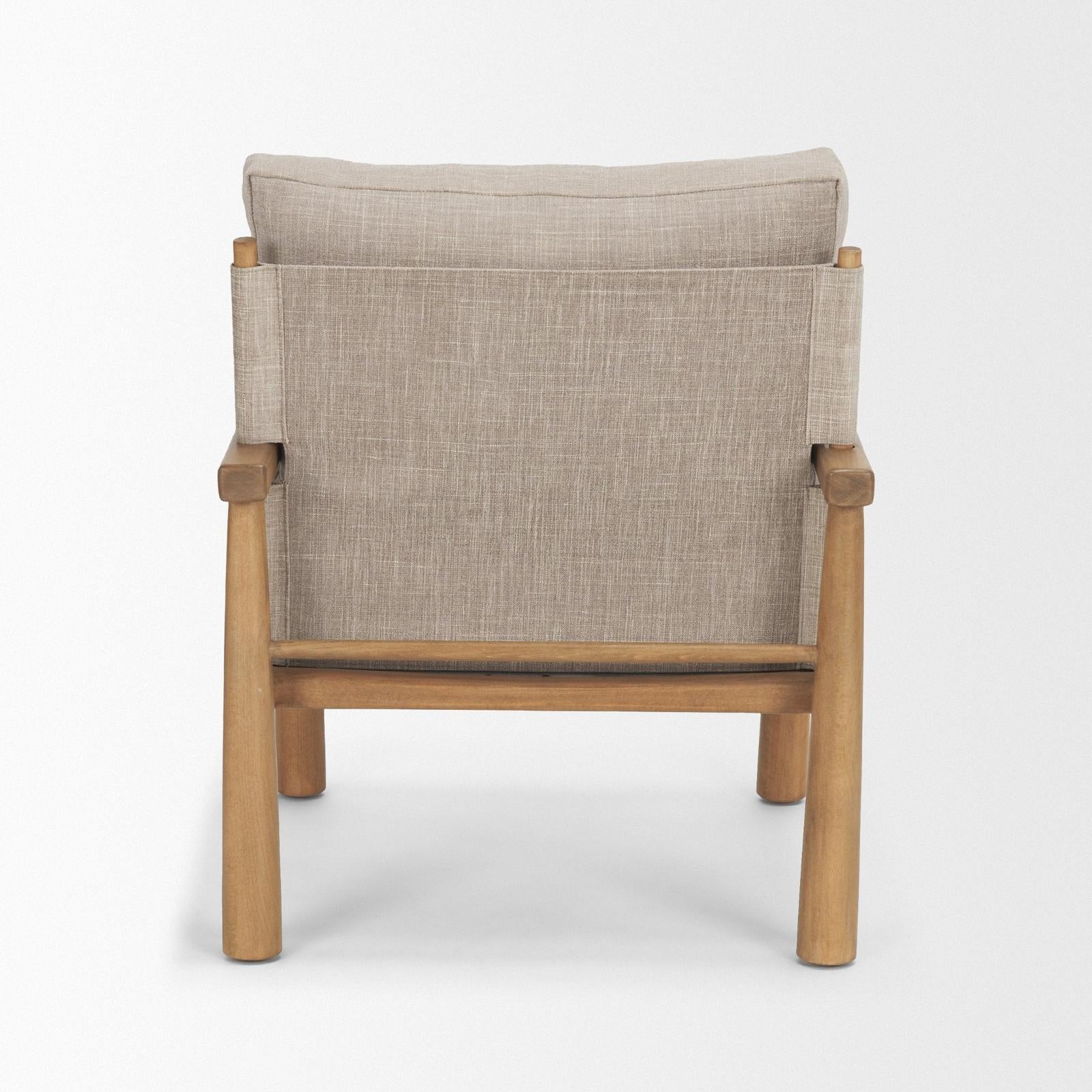 Mercana Witton Gray Fabric Beech Wood Slingback Backrest Accent Lounge Chair