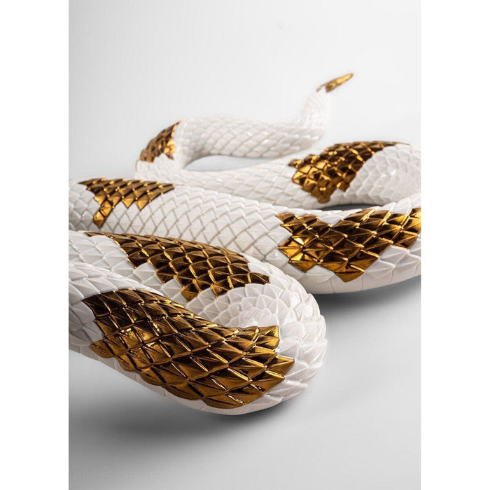 Lladro Snake white - copper