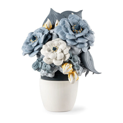 Lladro Vase with flowers blue