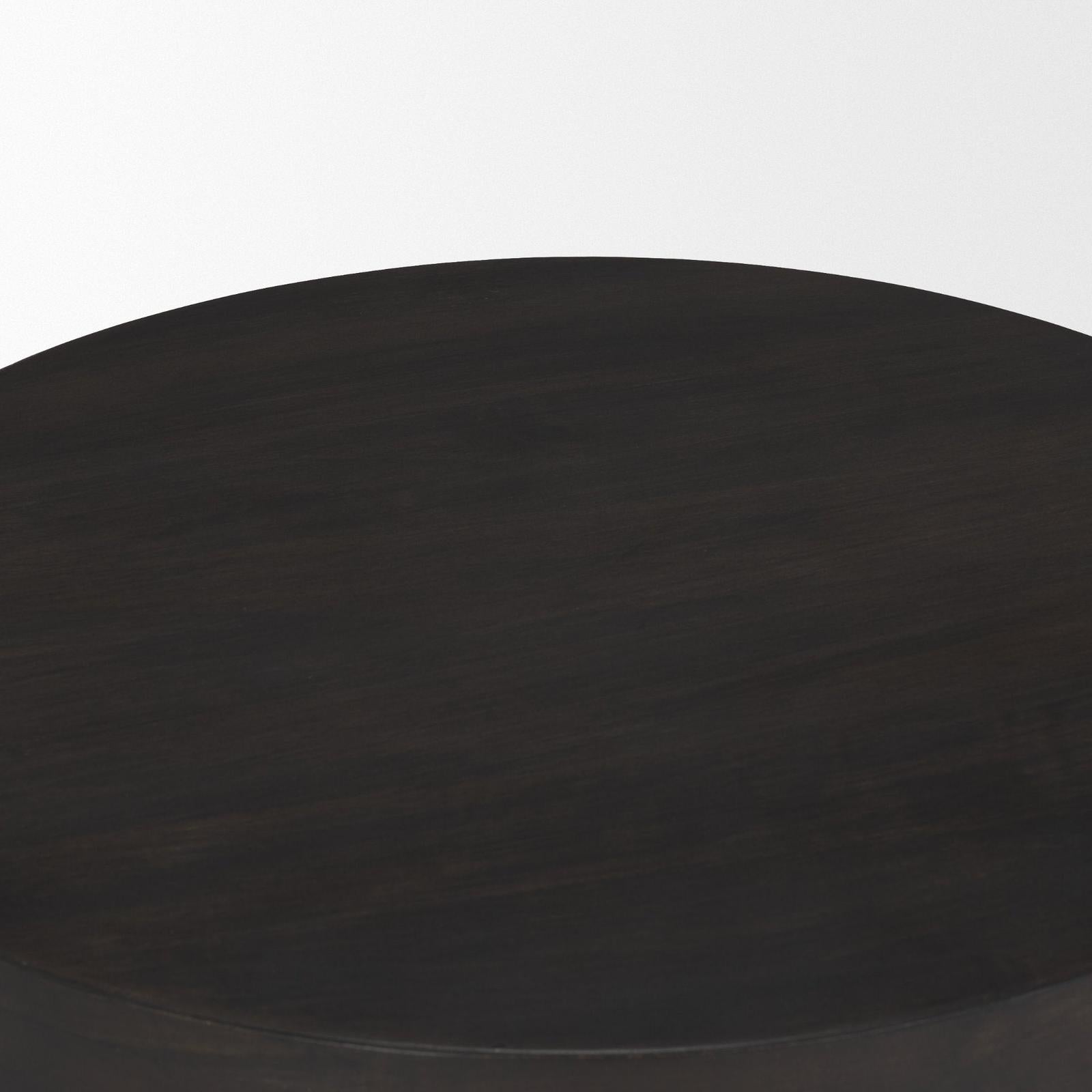 Mercana Rashama Dark Brown Wood Stacked Geometric Round Accent Table