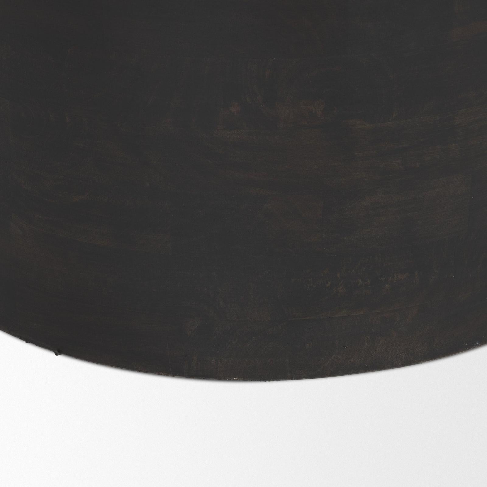 Mercana Rashama Dark Brown Wood Stacked Geometric Round Accent Table