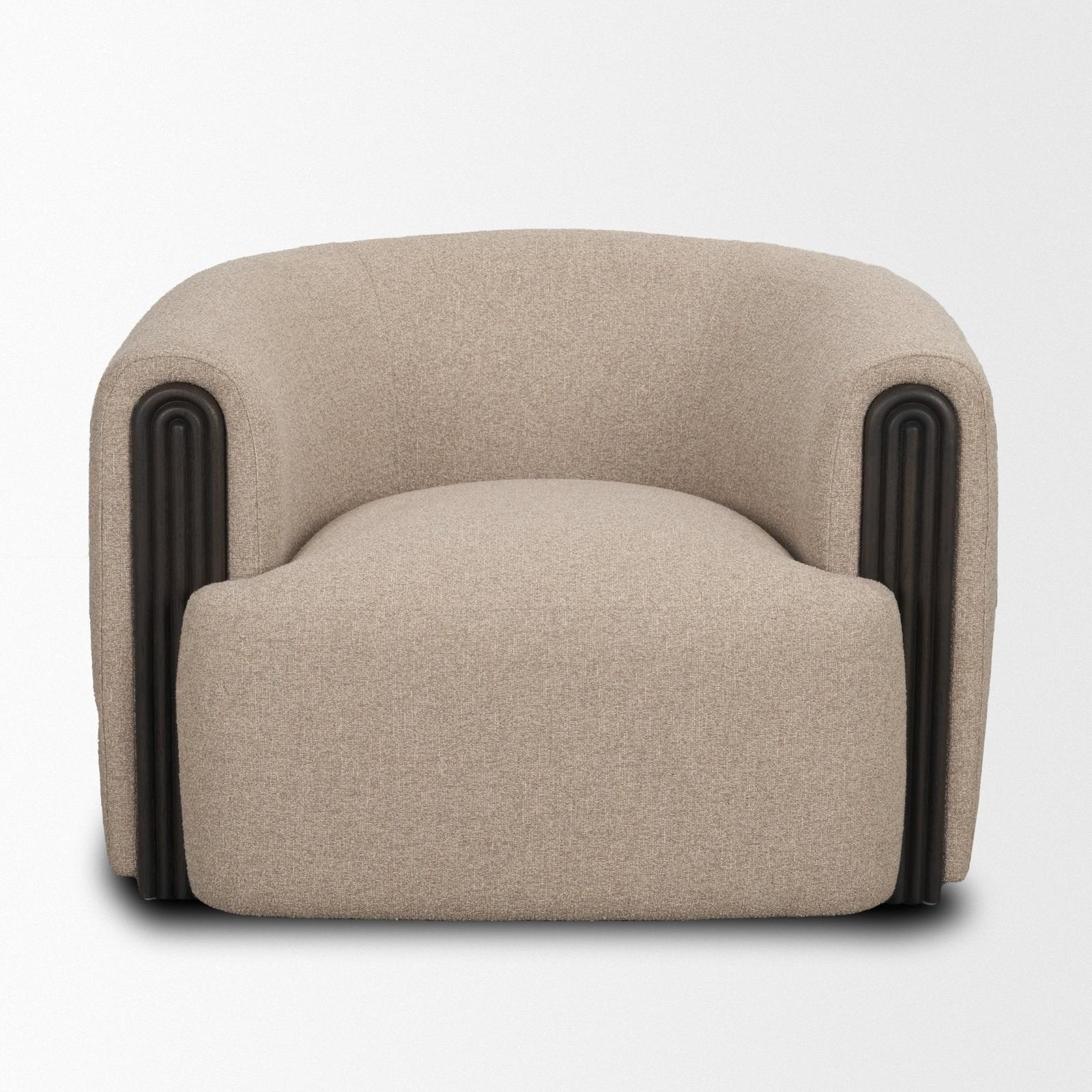 Mercana Kornelia Textured Mushroom Fabric Barrel Accent Chair