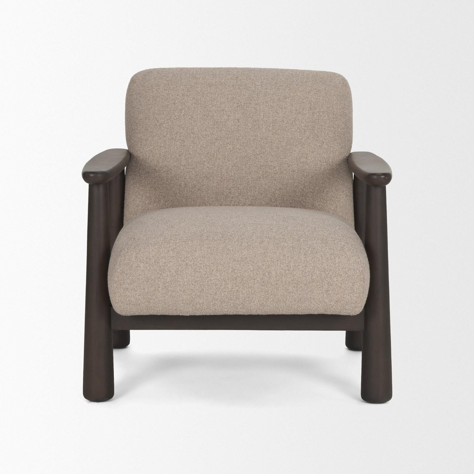 Mercana Willmar Textured Mushroom Gray Fabric Espresso Brown Wood Accent Lounge Chair